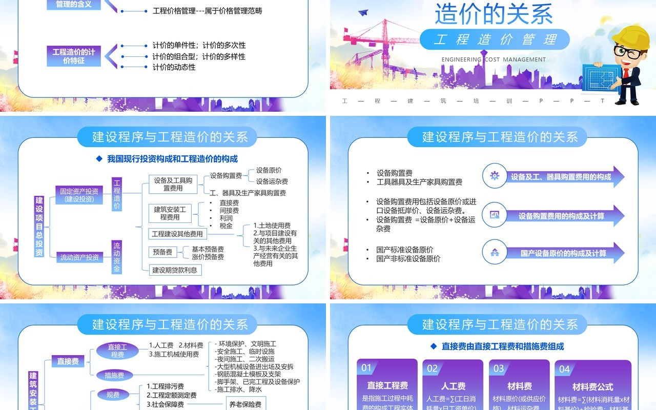 蓝色简约风工程造价管理PPT模板