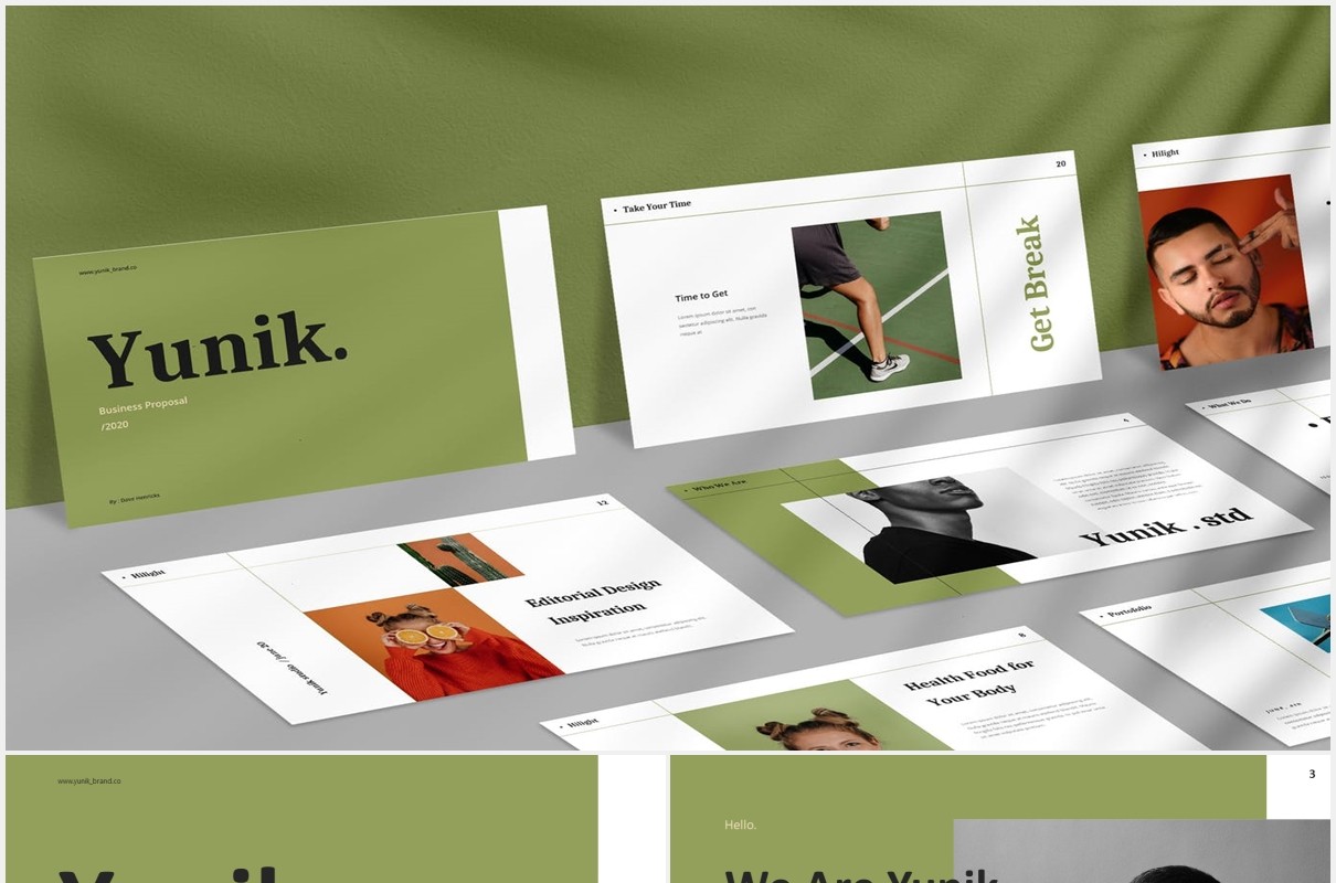 时尚简约图片排版设计摄影集展示PPT模板Yunik - Creative Powerpoint Template