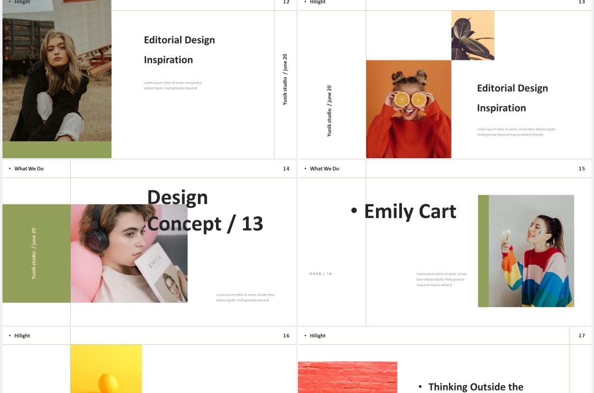时尚简约图片排版设计摄影集展示PPT模板Yunik - Creative Powerpoint Template