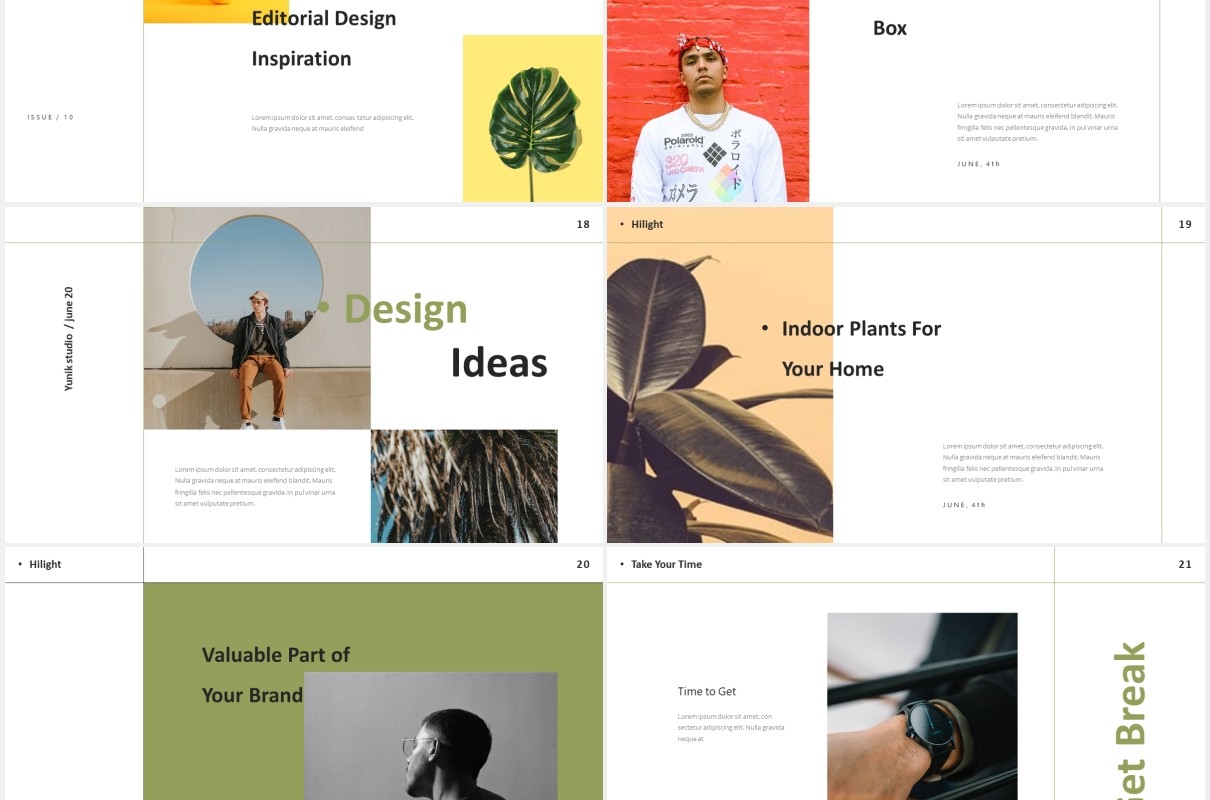 时尚简约图片排版设计摄影集展示PPT模板Yunik - Creative Powerpoint Template