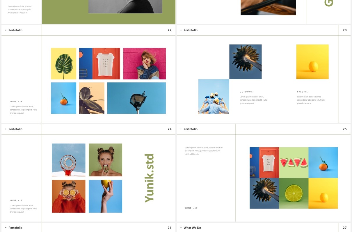 时尚简约图片排版设计摄影集展示PPT模板Yunik - Creative Powerpoint Template