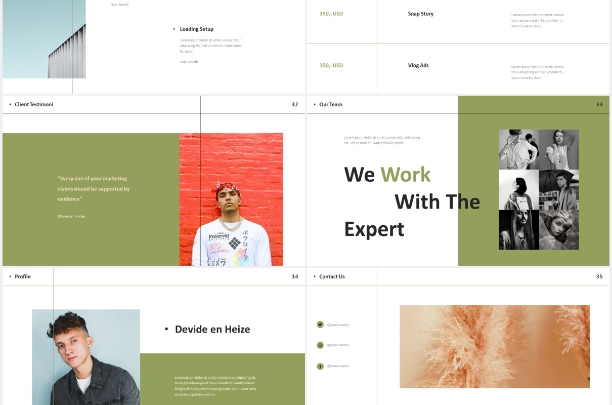 时尚简约图片排版设计摄影集展示PPT模板Yunik - Creative Powerpoint Template