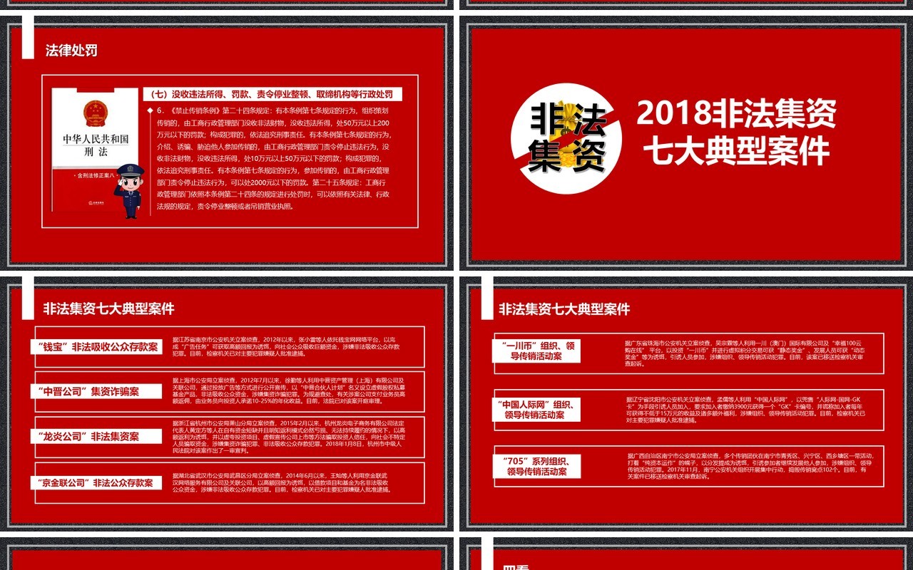 红色防范和打击非法集资防诈骗培训课件PPT模板