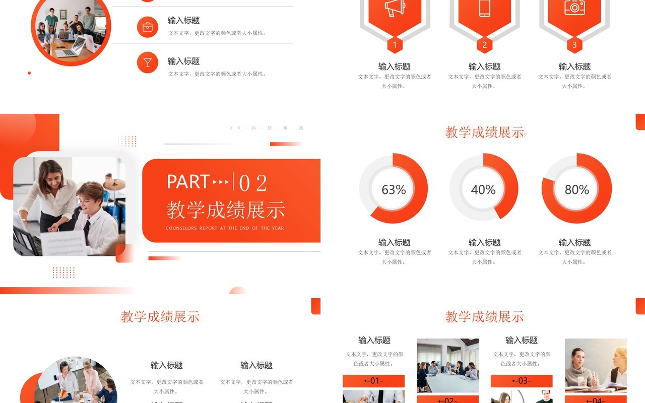 橙色商务风辅导员年终述职报告PPT模板