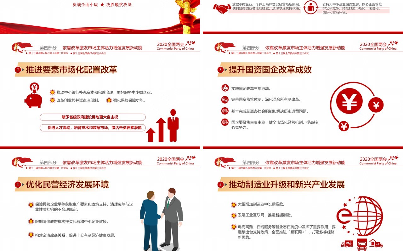 聚焦全国两会政府工作报告总结学习PPT模板党建党政