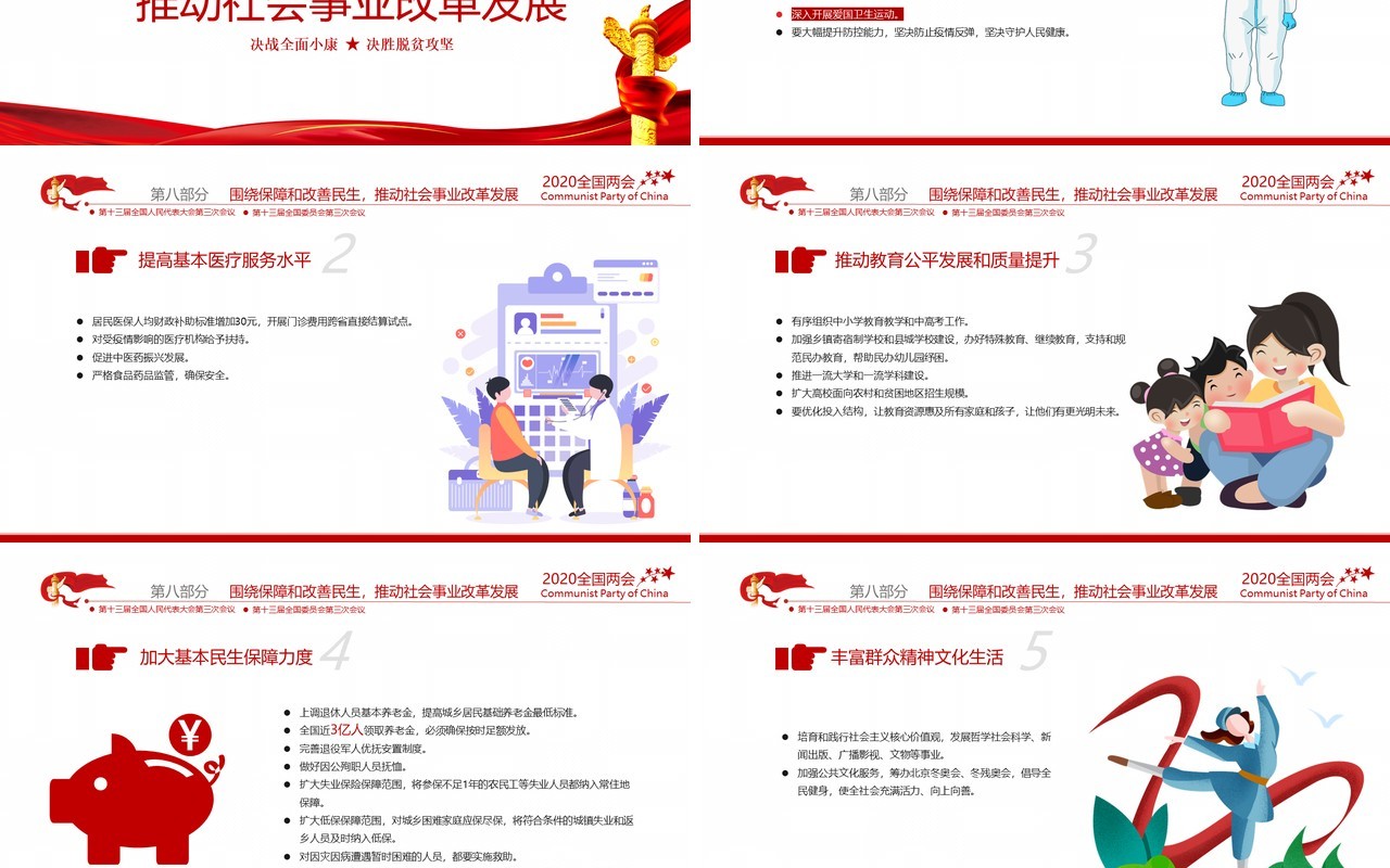 聚焦全国两会政府工作报告总结学习PPT模板党建党政