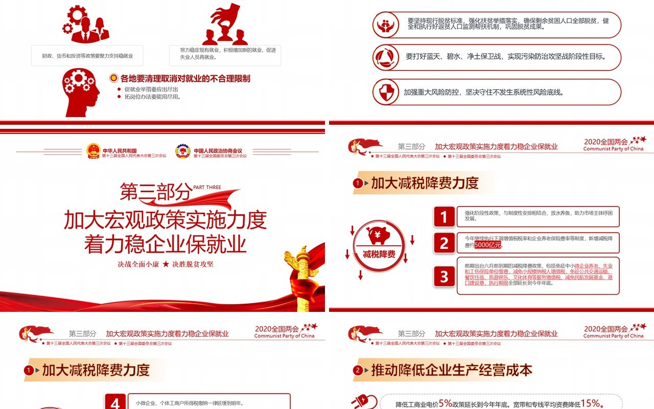 聚焦全国两会政府工作报告总结学习PPT模板党建党政