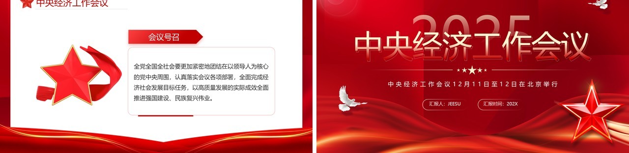 红色简约风2025中央经济工作会议PPT模板