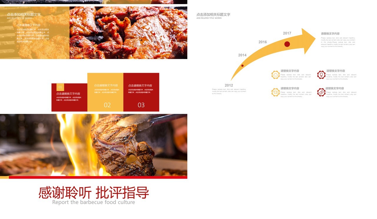 烧烤美食文化餐饮工作汇报PPT模板