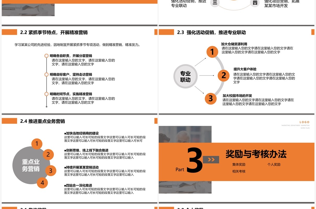 橙色商务风营销工作计划分解动员PPT模板