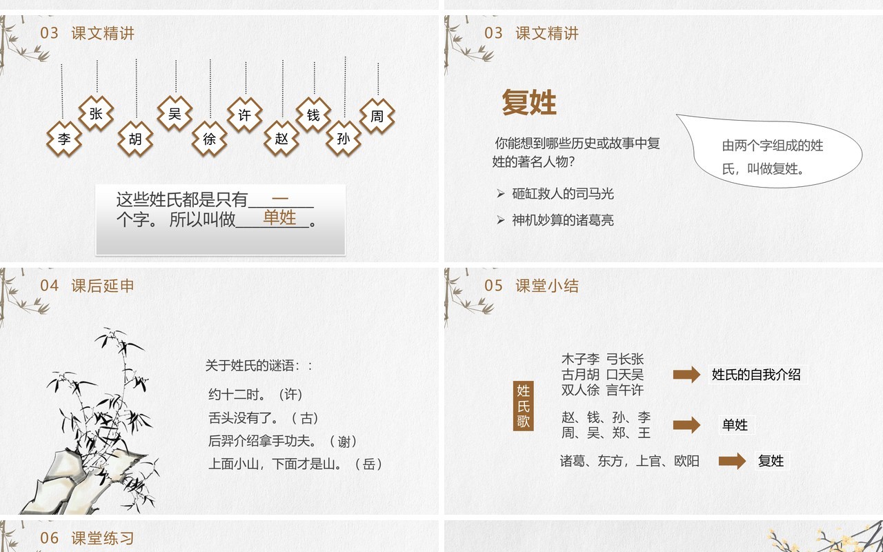 部编版一年级语文下册姓氏歌课件PPT模板
