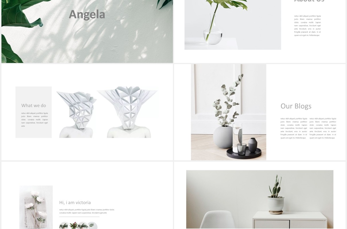 简约清新作品图片展示PPT模板Angela - Powerpoint template