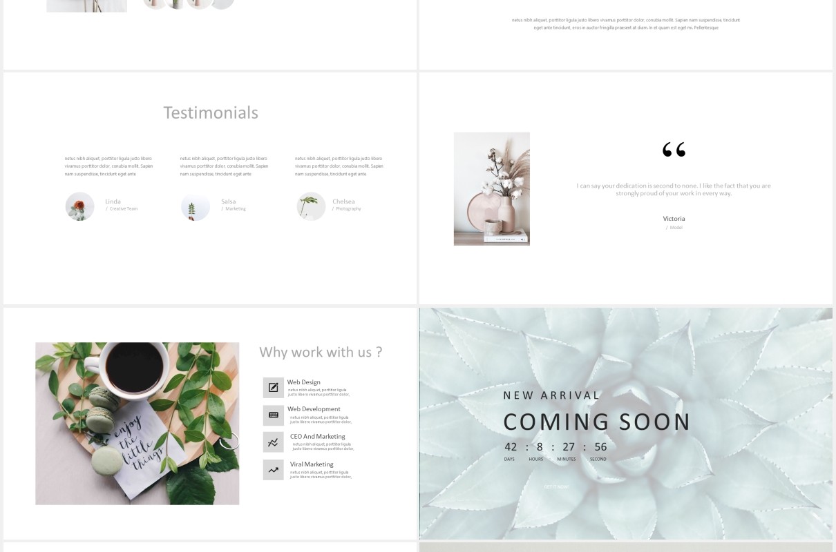 简约清新作品图片展示PPT模板Angela - Powerpoint template