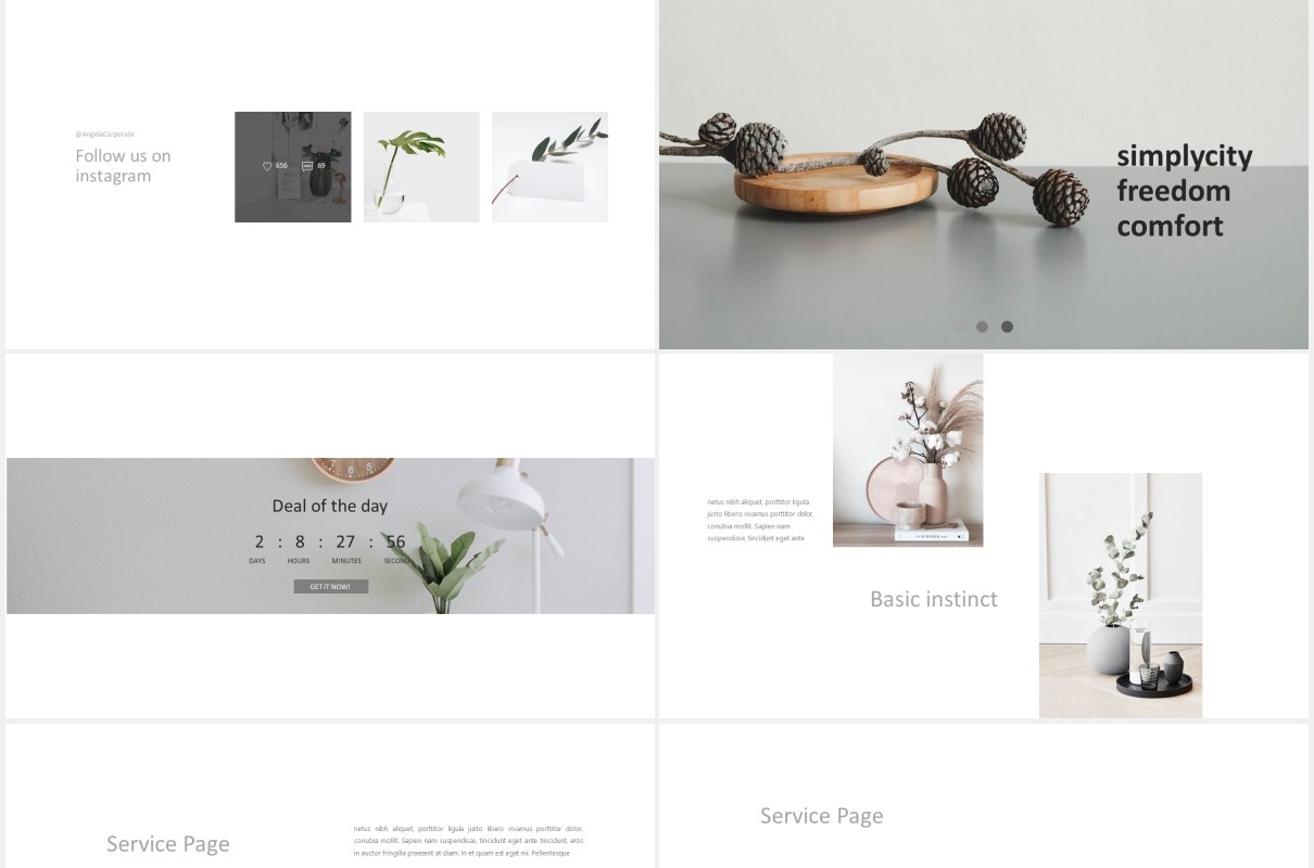 简约清新作品图片展示PPT模板Angela - Powerpoint template