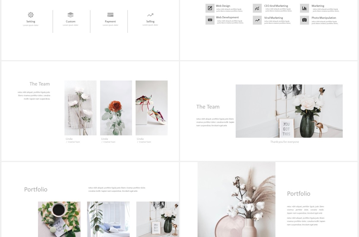 简约清新作品图片展示PPT模板Angela - Powerpoint template