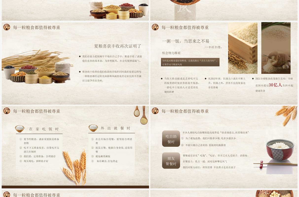 棕色简约风世界粮食日介绍PPT模板