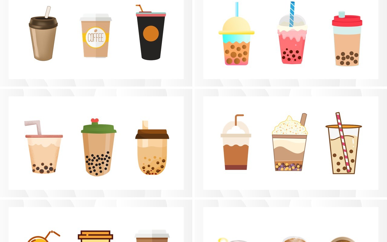 暖色系咖啡奶茶元素PPT素材合集