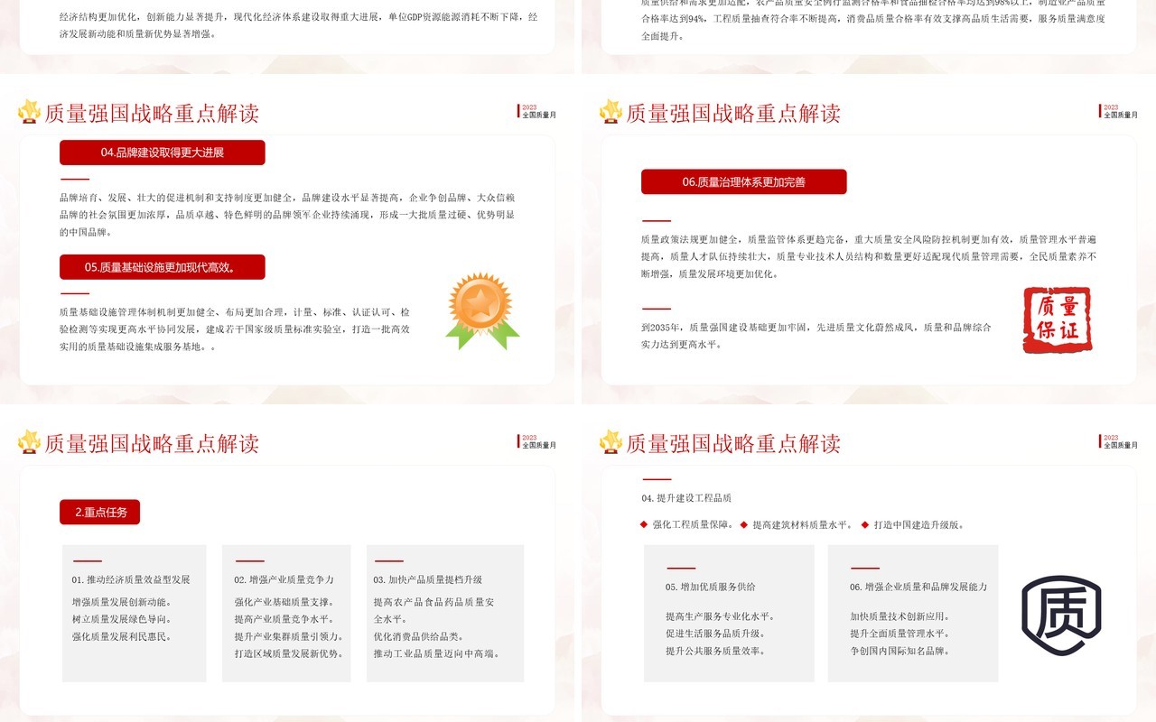 红色简约风2023年全国质量月PPT模板