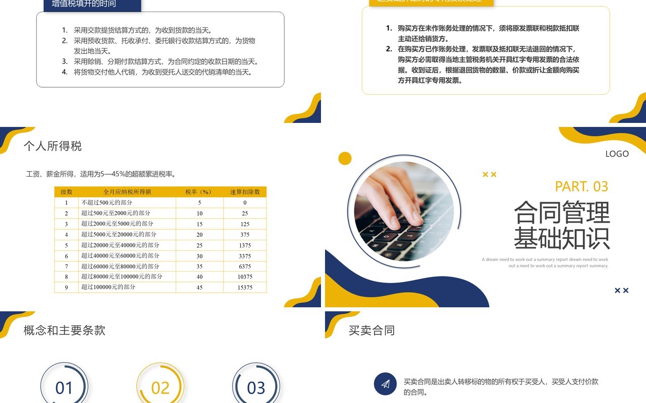 黄蓝色商务风税务师培训PPT模板