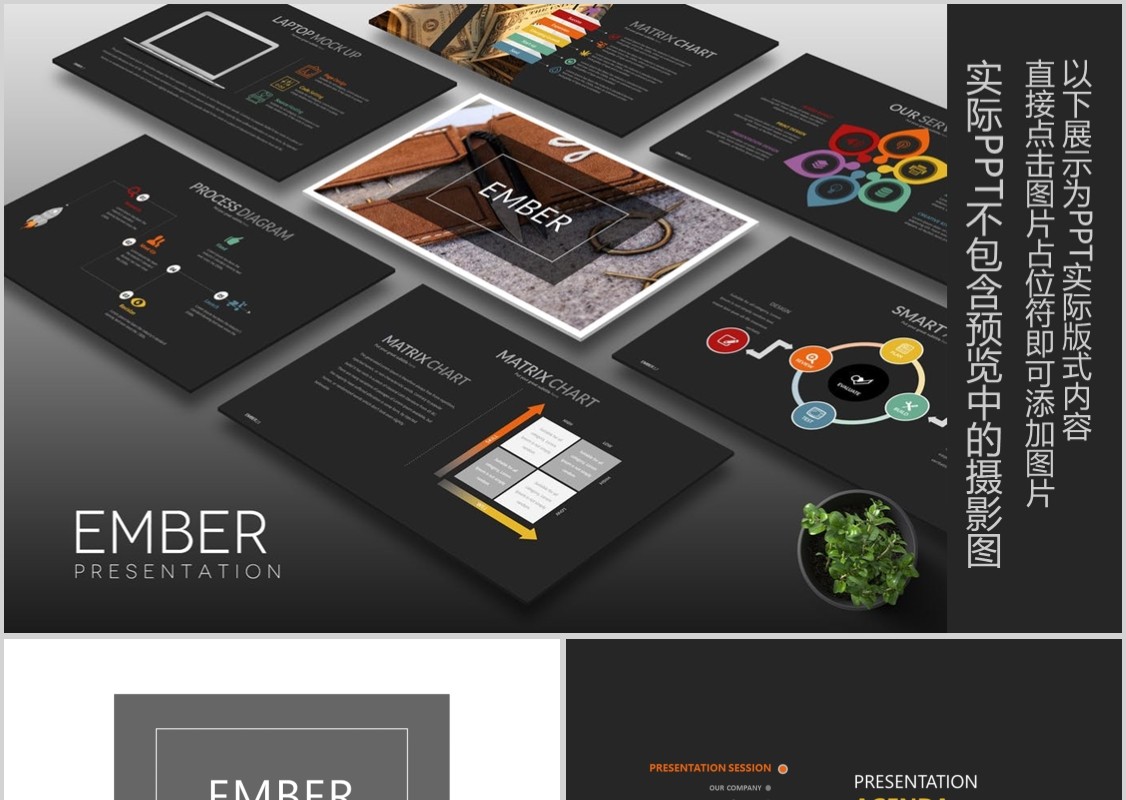 产品计划书工作汇报PPT信息可视化模板Ember Powerpoint