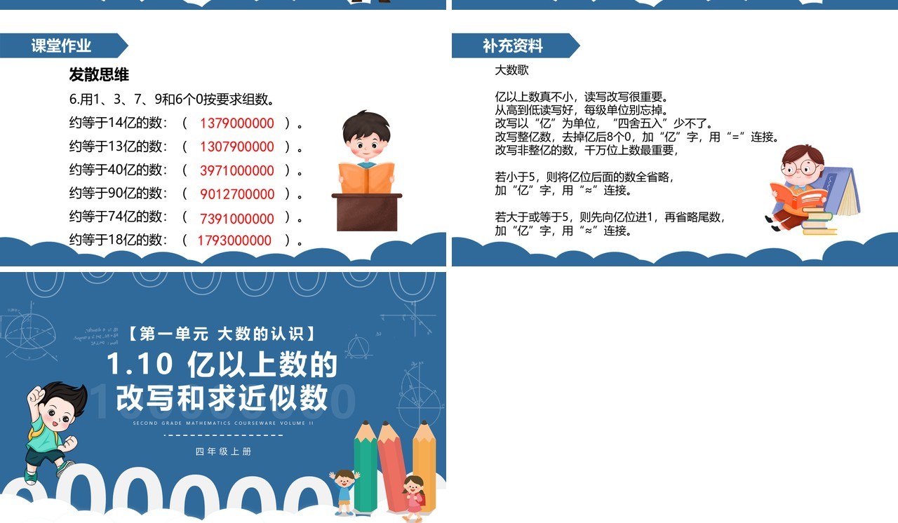 部编版四年级数学上册亿以上数的改写和求近似数课件PPT模板