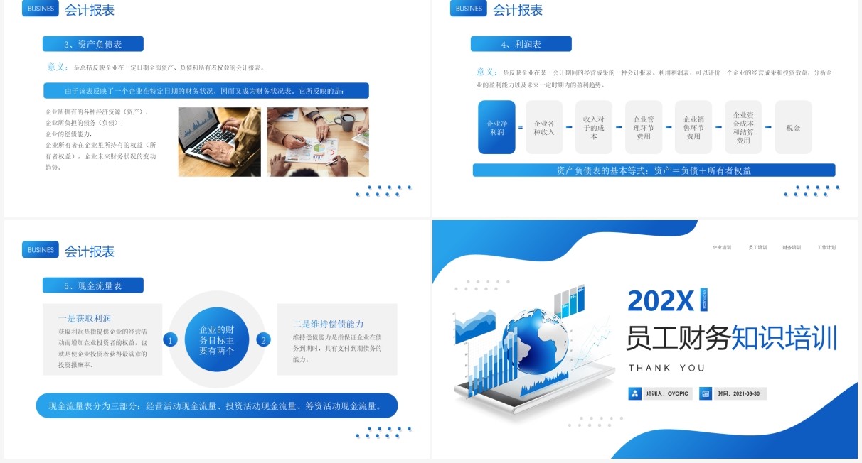 蓝色简约风公司员工财务知识培训PPT模板