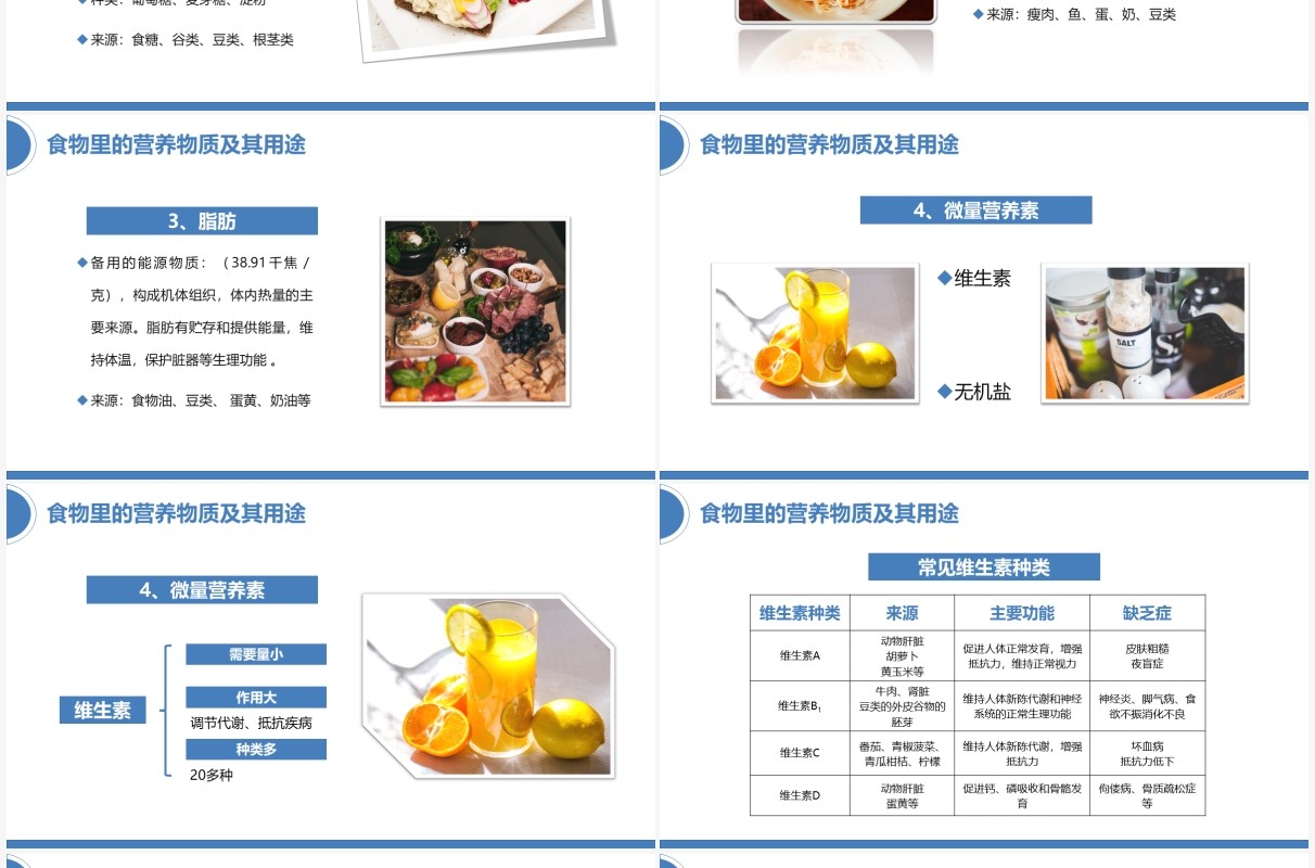 蓝色简约食物营养与运动 教育PPT模板