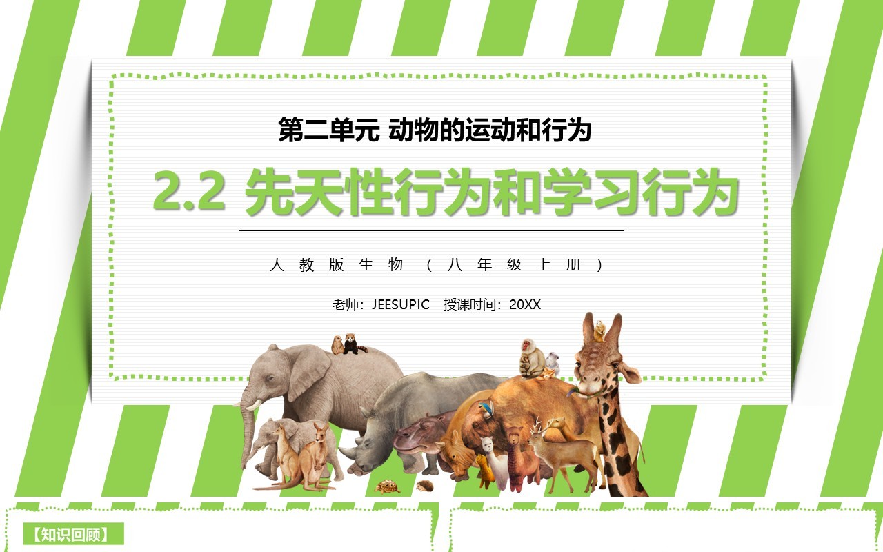 部编版八年级生物上册先天性行为和学习行为PPT模板