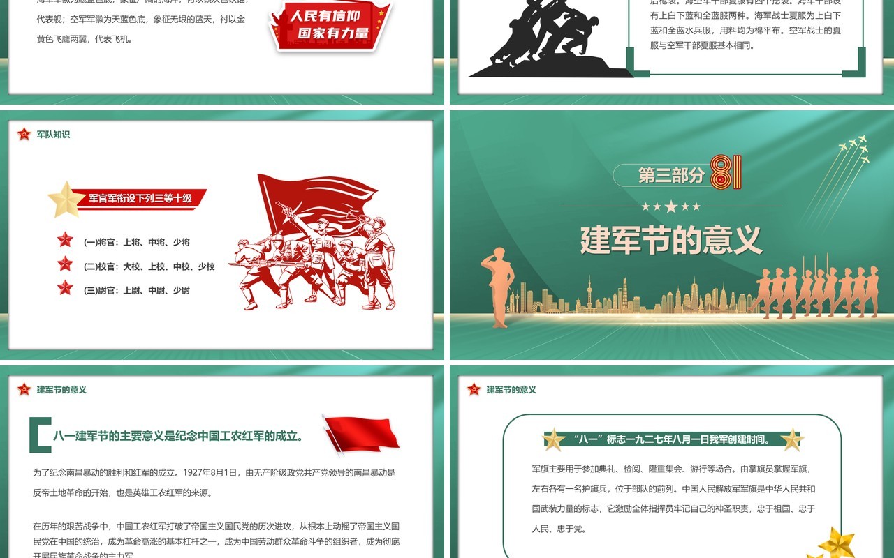 绿色简约风中国梦强军梦PPT模板
