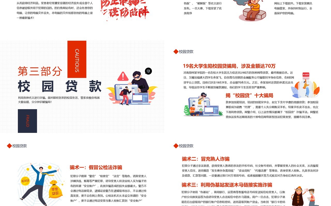 防骗指南开学骗局多谨慎小心好动态学生课件PPT模板