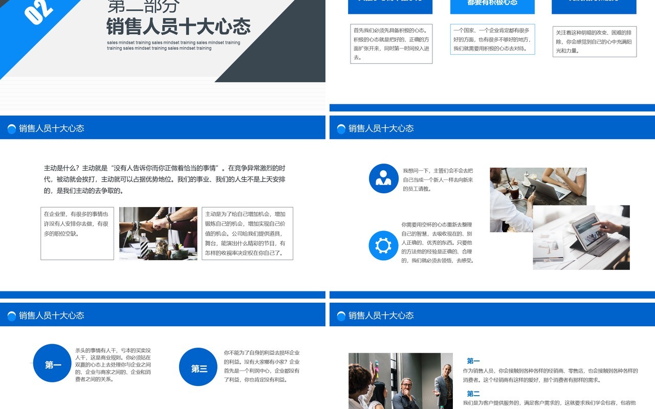 商务简约公司部门员工入职销售心态培训动态PPT模板