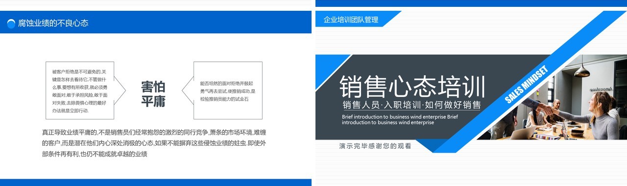 商务简约公司部门员工入职销售心态培训动态PPT模板