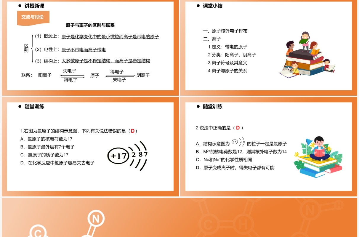 部编版九年级化学上册原子的结构课件PPT模板