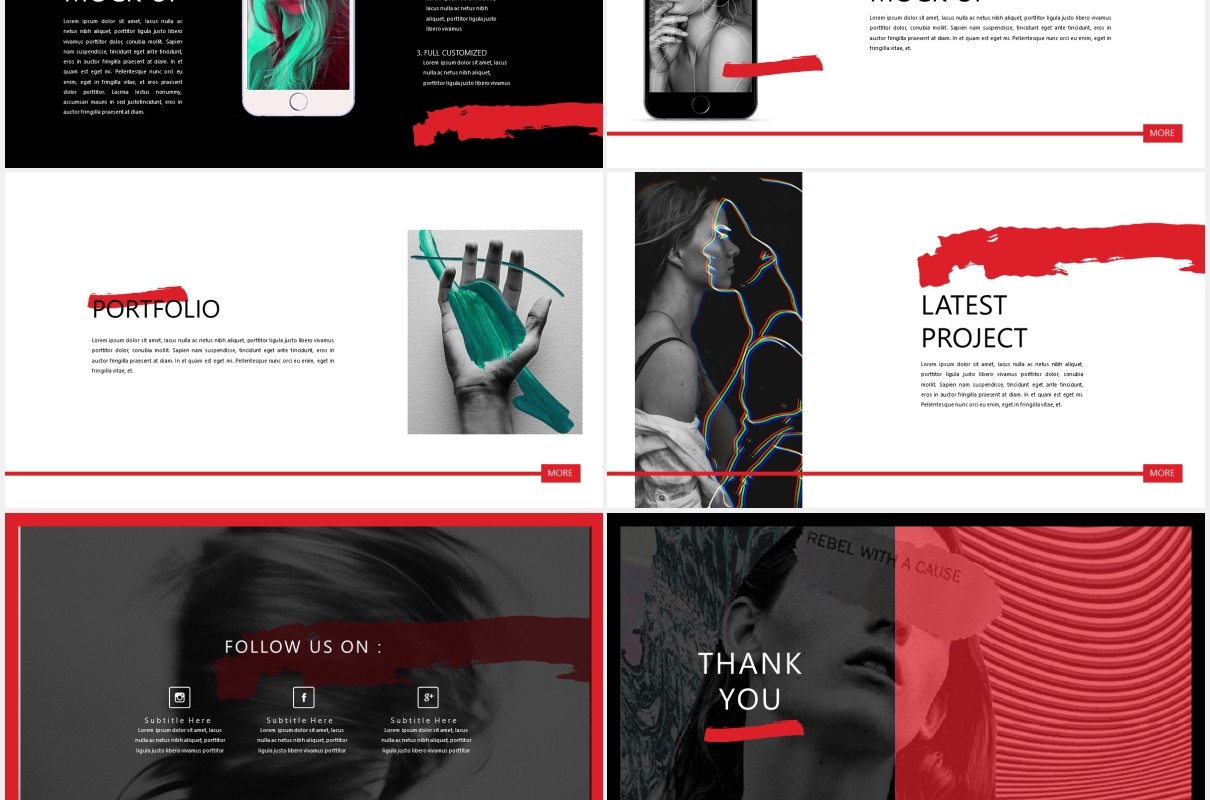个性创意作品图片展示PPT模板PUBLIC - Powerpoint Template