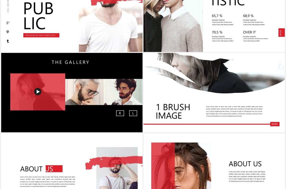 个性创意作品图片展示PPT模板PUBLIC - Powerpoint Template