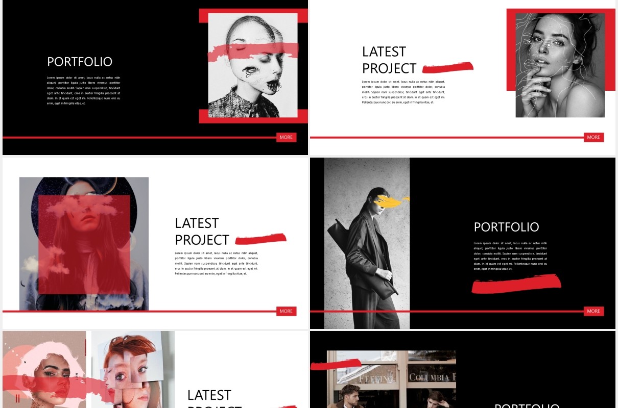 个性创意作品图片展示PPT模板PUBLIC - Powerpoint Template