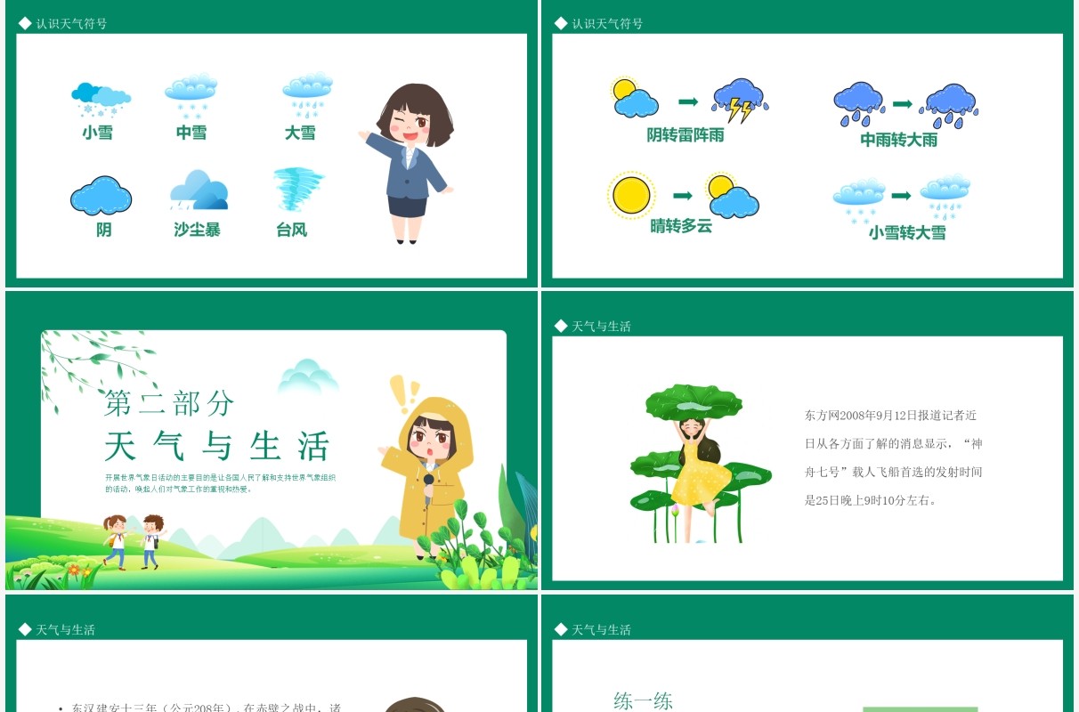 小小气象员世界气象纪念日动态PPT模板