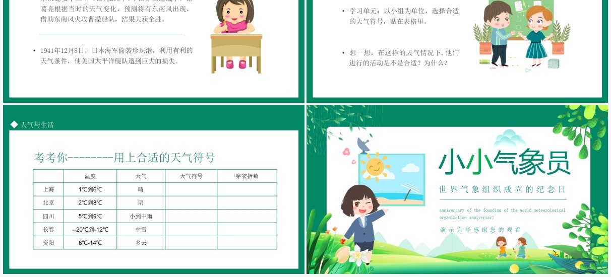 小小气象员世界气象纪念日动态PPT模板