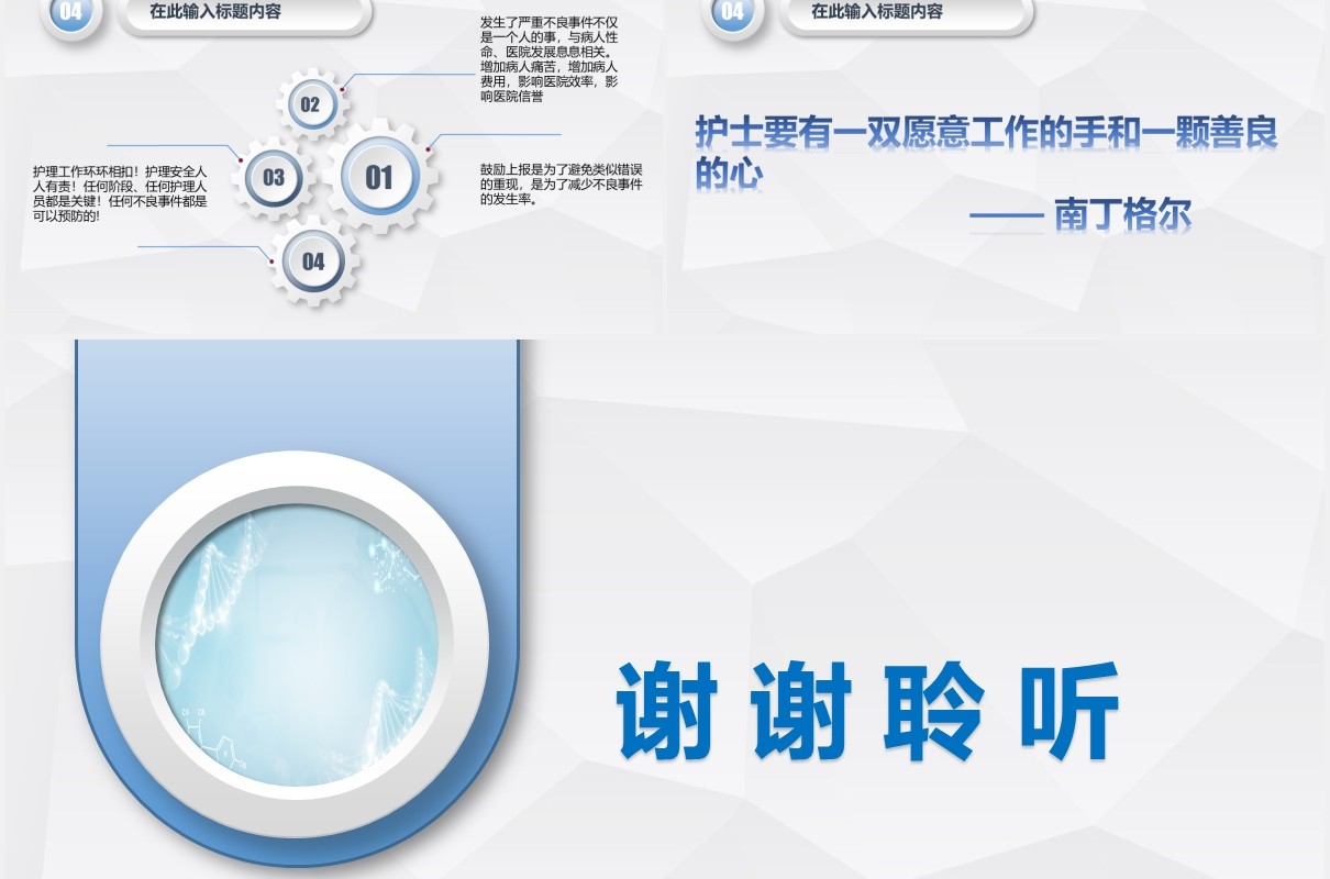 简洁医疗医院护理不良事件分析与防范PPT模板