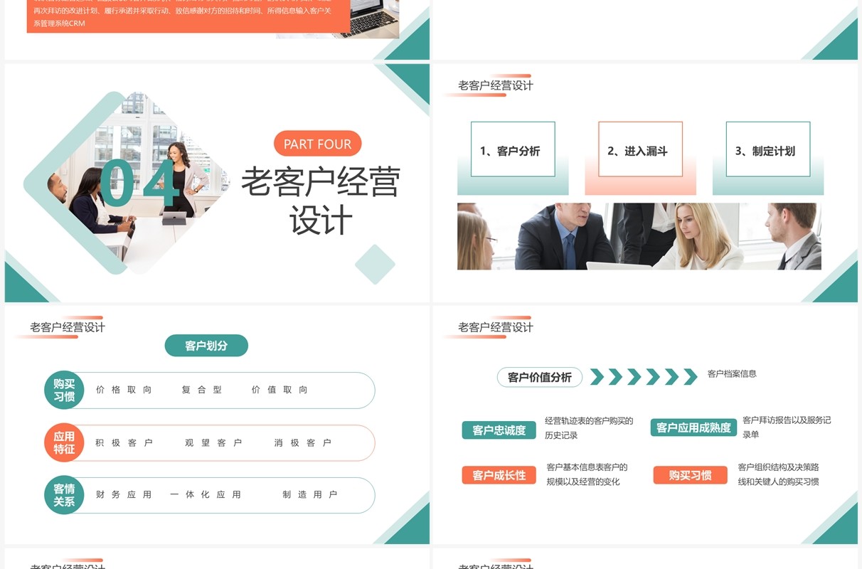 橙绿商务风客户经营档案管理培训PPT模板