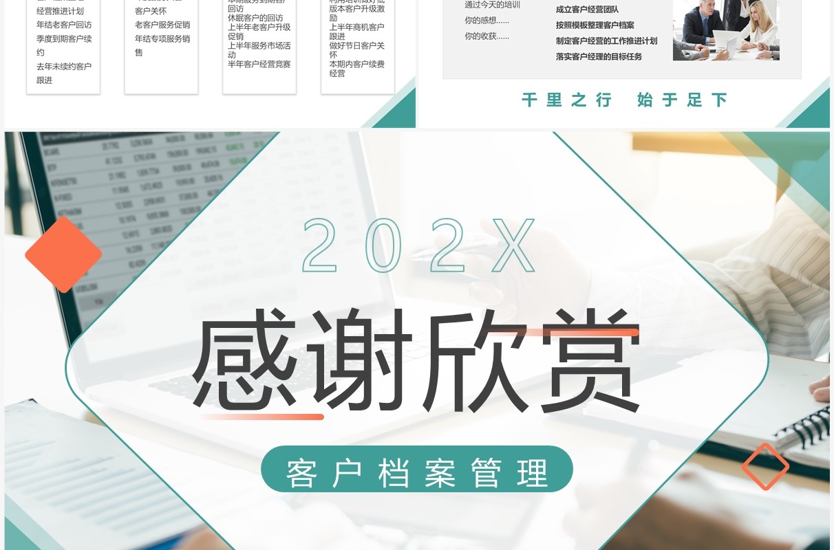 橙绿商务风客户经营档案管理培训PPT模板