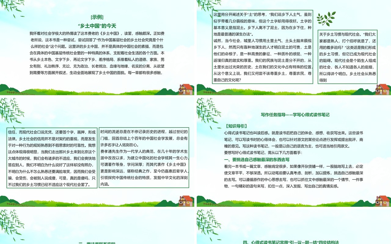 部编版高中语文必修一乡土中国课件PPT模板