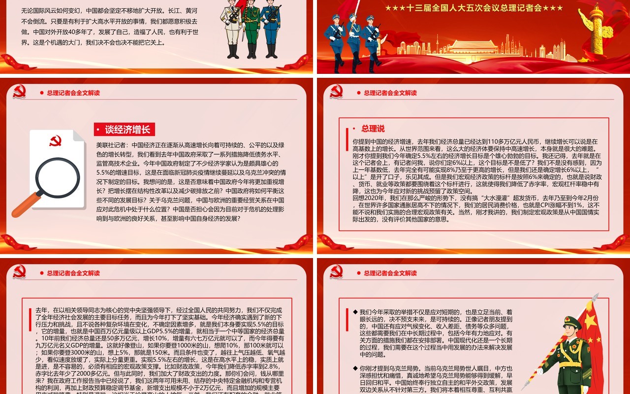 十三届全国人大五次会议总理记者会PPT模板