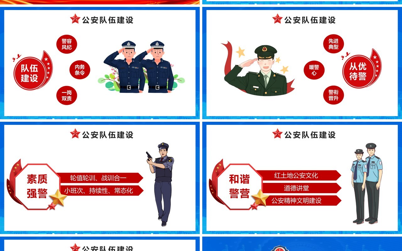 2021蓝色年度公安工作总结计划汇报PPT模板