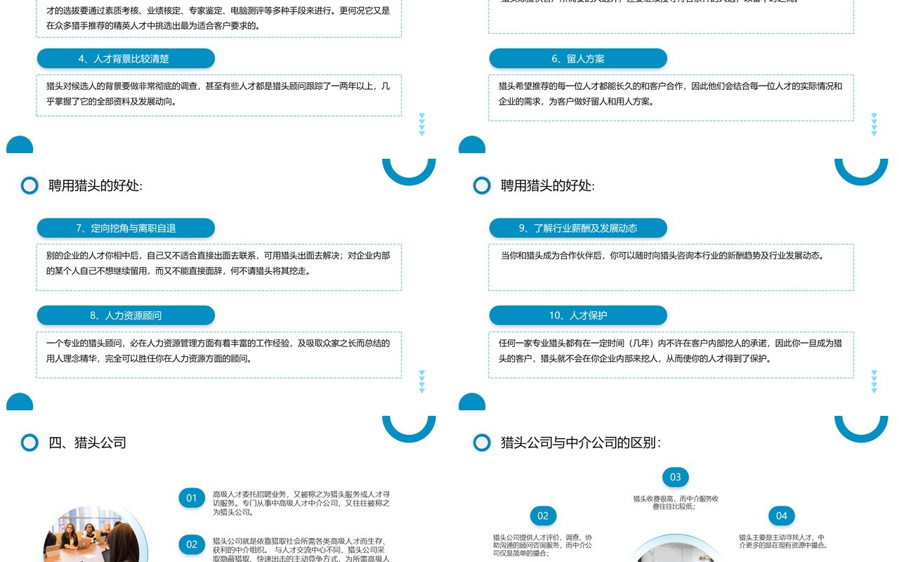 蓝色商务风新人猎头顾问培训PPT模板