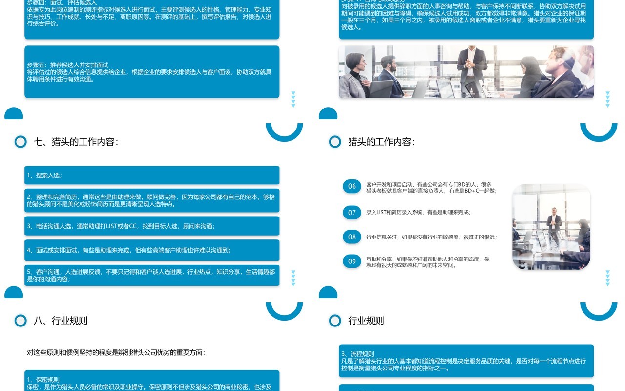 蓝色商务风新人猎头顾问培训PPT模板