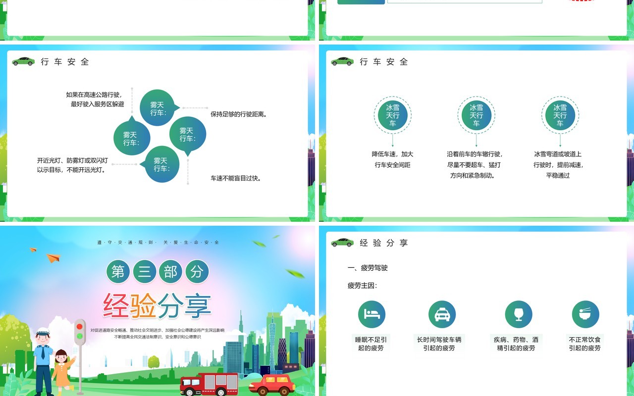 绿色卡通风驾驶员安全培训PPT模板