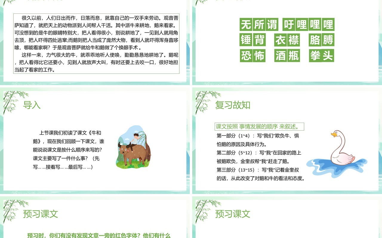 部编版四年级语文上册牛和鹅课件PPT模板
