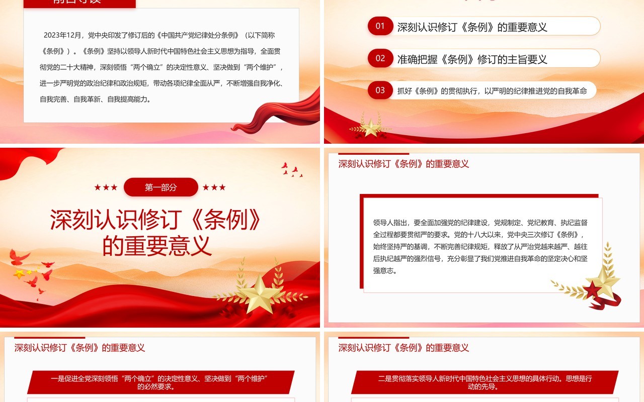 红色党政风以严明的纪律推进党的自我革命PPT模板
