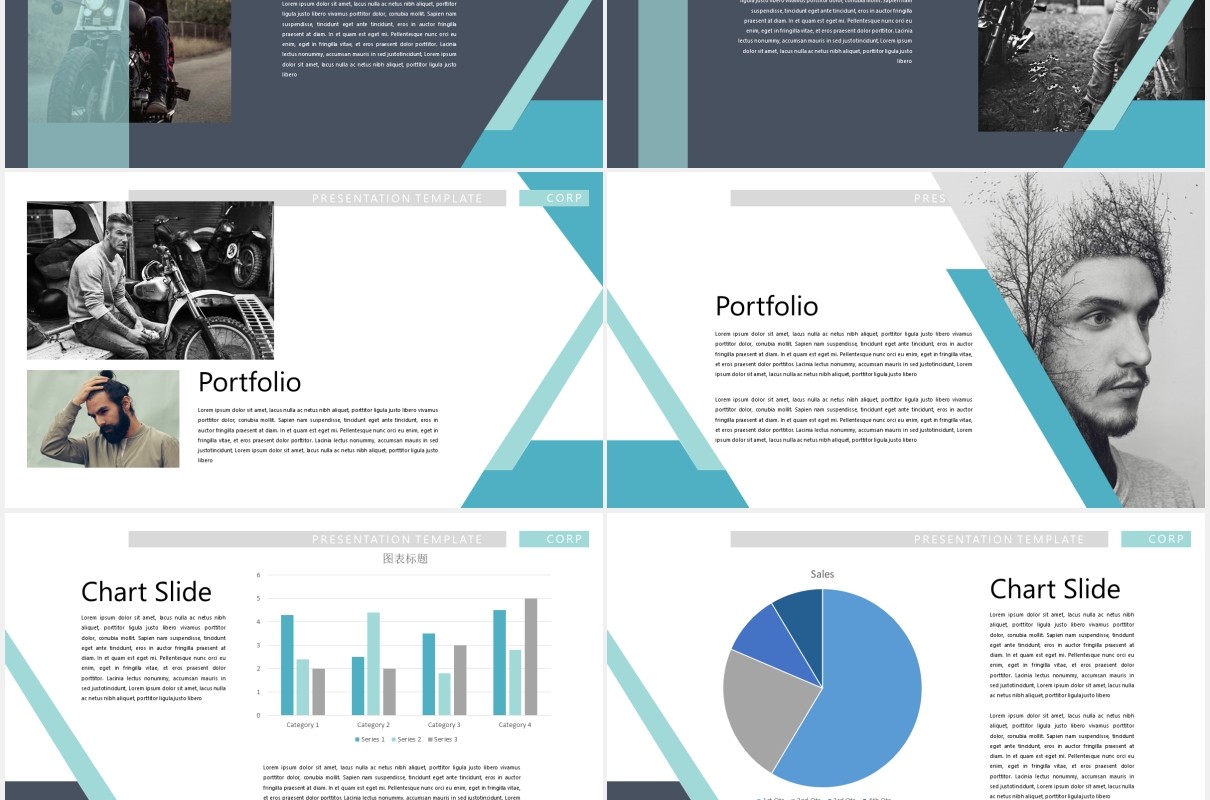 企业商务设计作品展示PPT模板Corporate Design Powerpoint